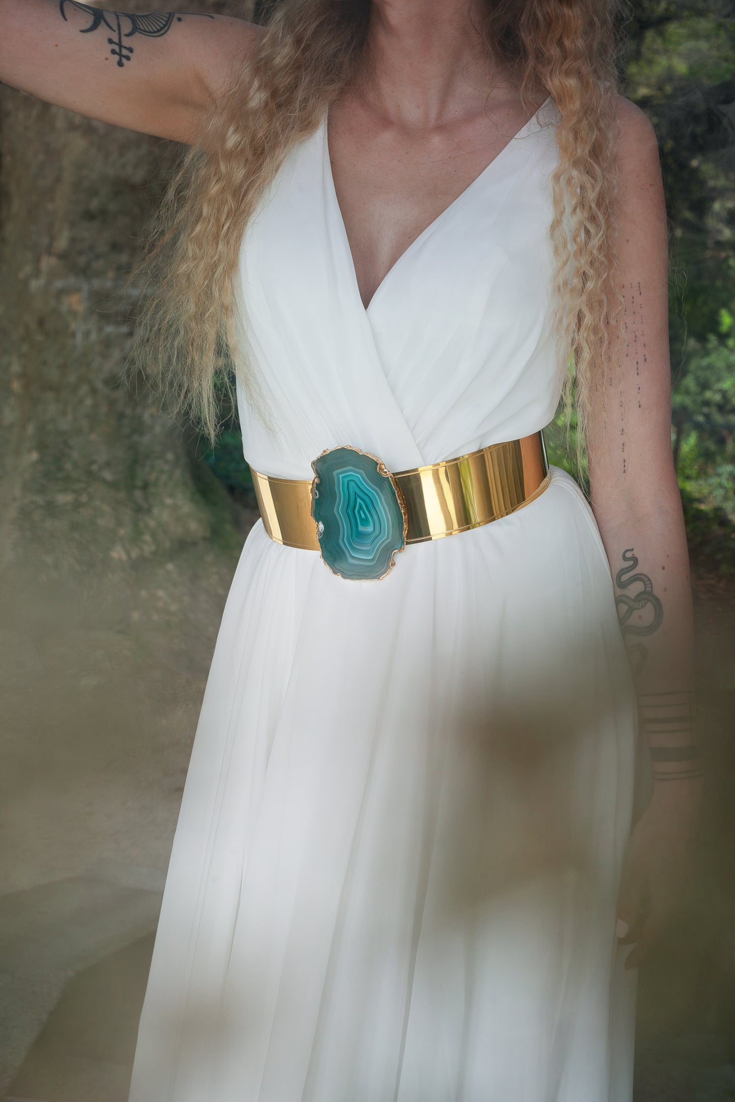ceinture bijou magique mystique boucle dor paris pierre agate verte harmonie vegetale energie feminine