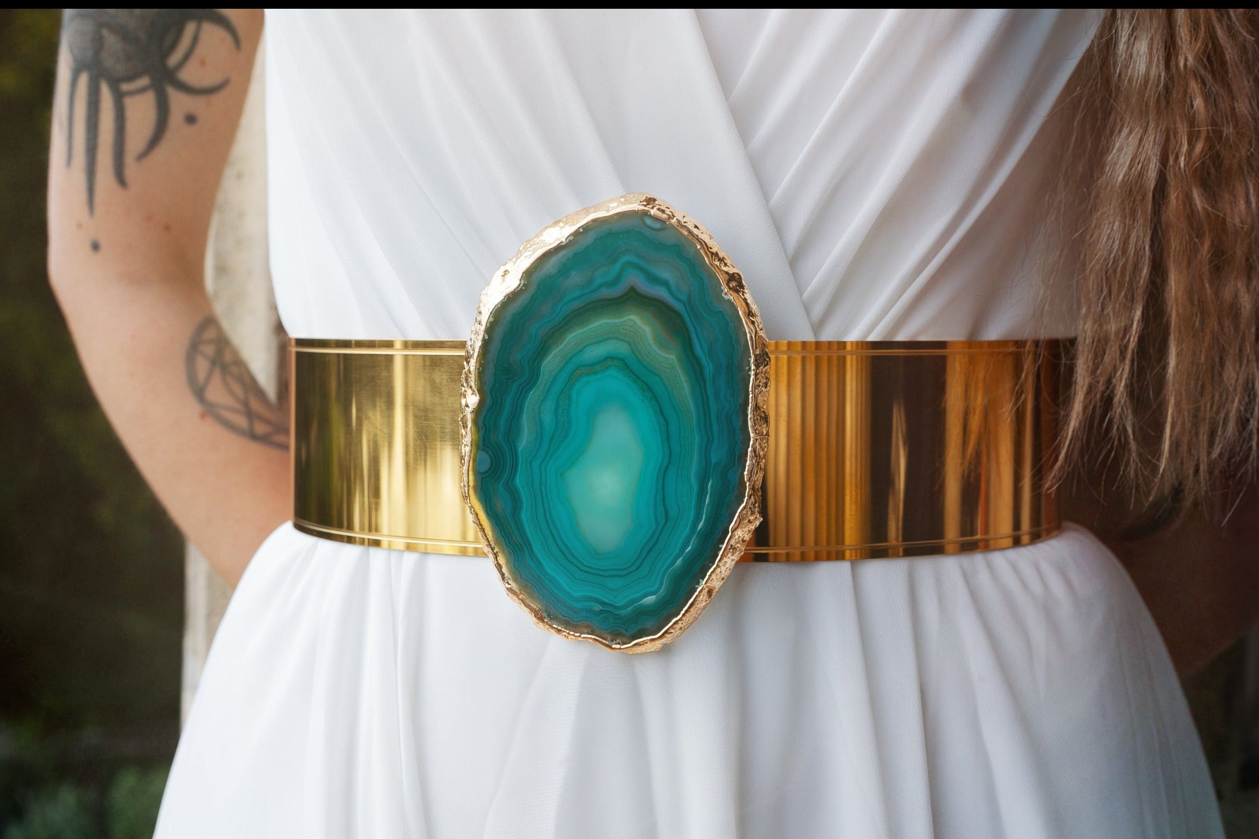 ceinture bijou boucle dor paris mystique agate verte pouvoir femme energie