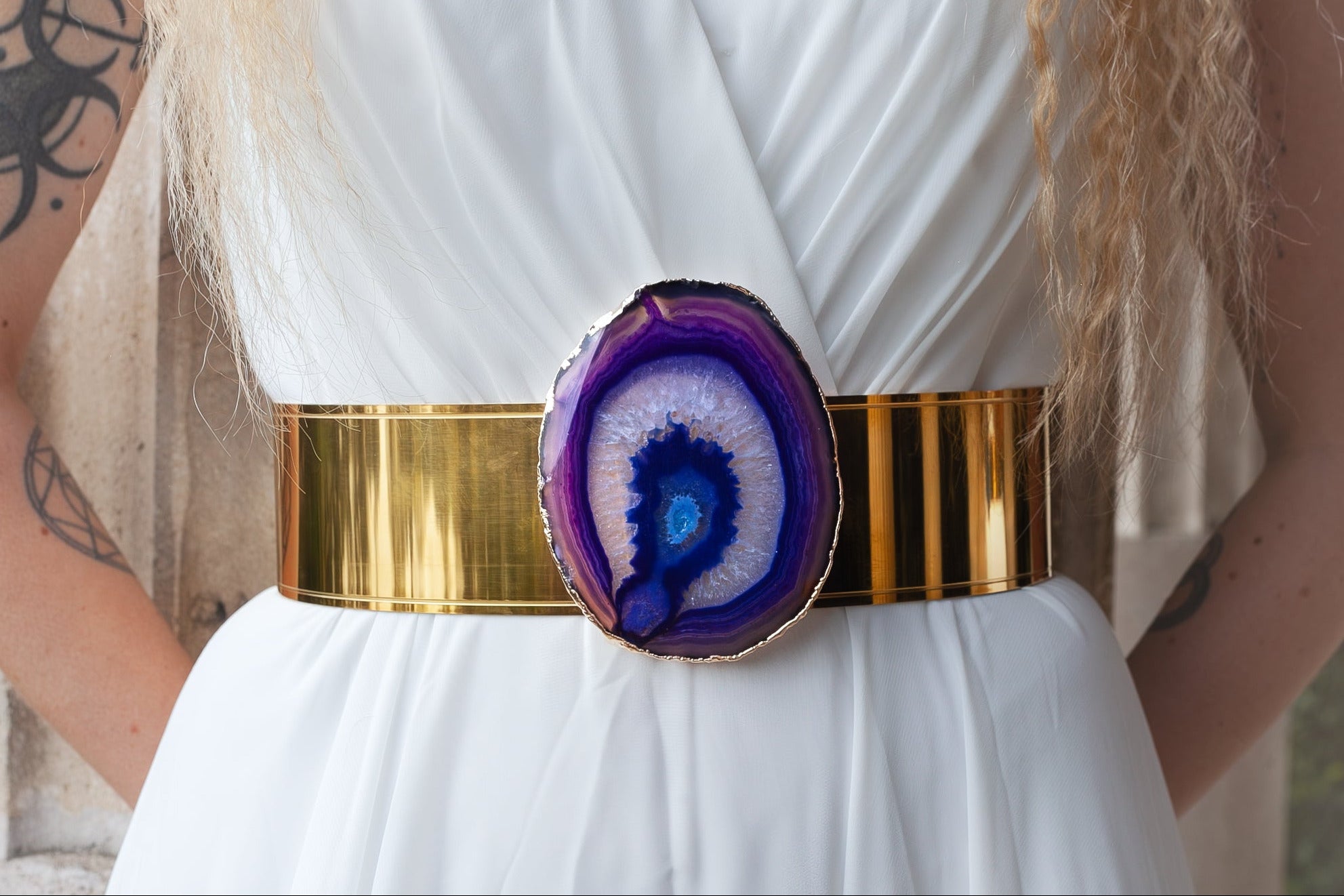 ceinture bijou mystique pouvoir boucle dor paris agate violette 